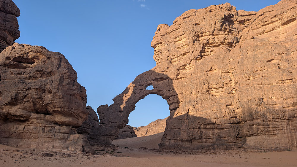 Sandstone rock arch in the Sahara near Djanet, Algeria